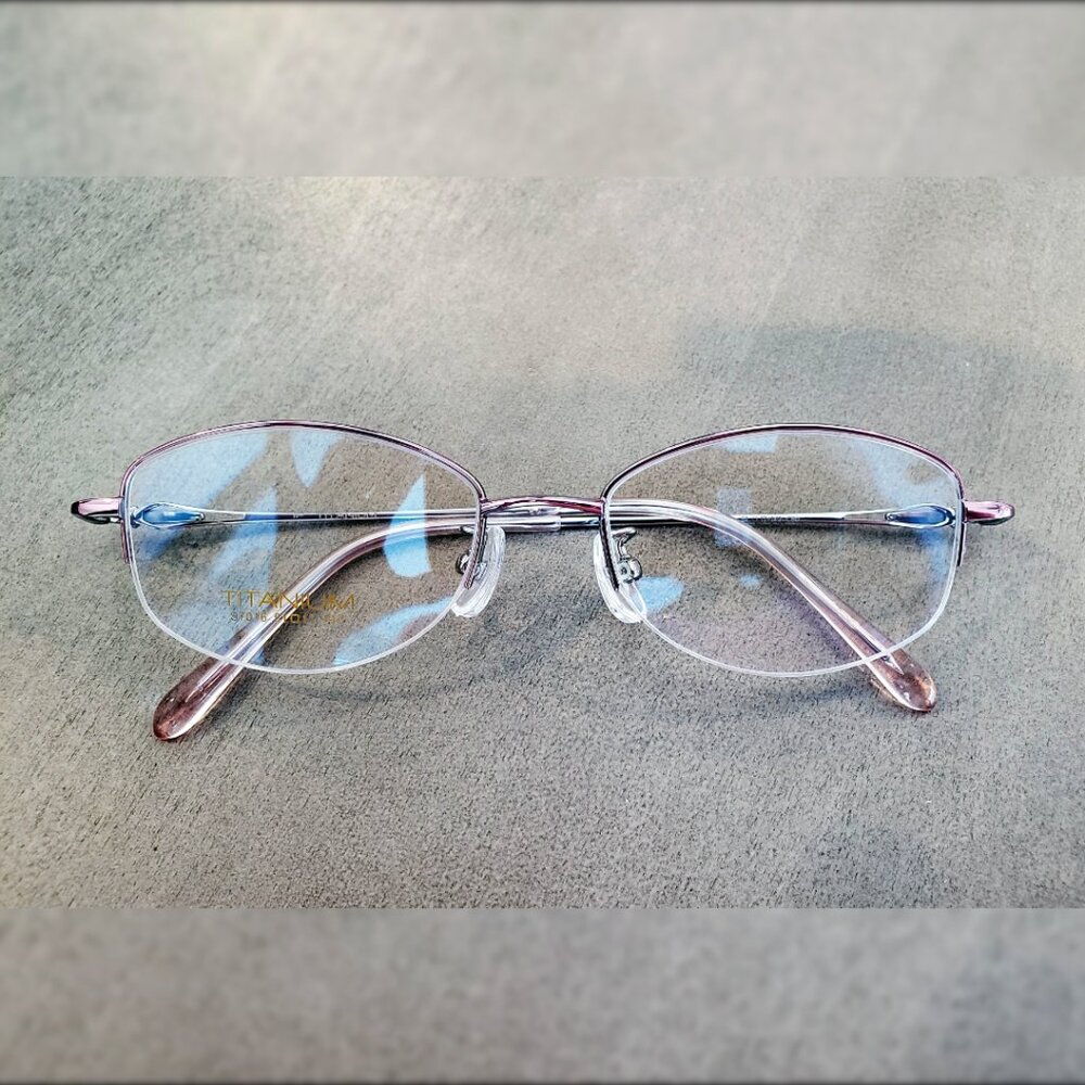 Ultralight Women's Pure Titanium Semi Rimless Eyeglass Frames Glasses
